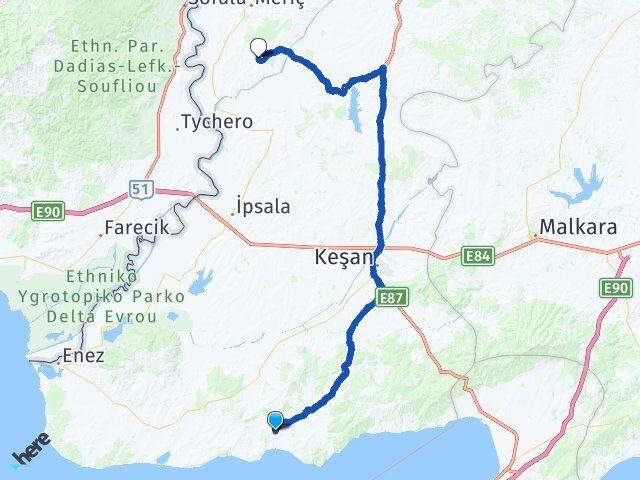 Erikli Meriç Arası Kaç Km - Yol Tarifi