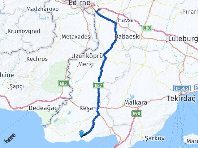 Erikli Trakya Üniversitesi Arası Kaç Km - Yol Tarifi