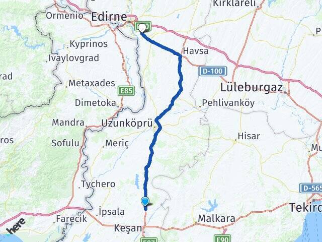 İnönü Edirne Otogarı Arası Kaç Km - Yol Tarifi