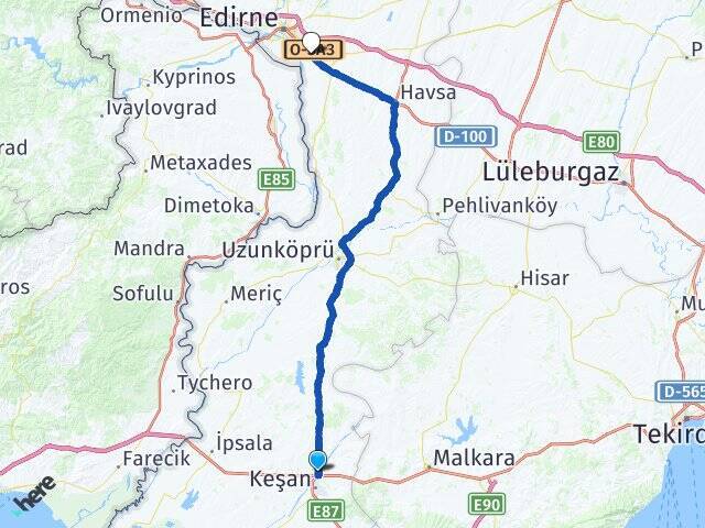 İstasyon Edirne Otogarı Arası Kaç Km - Yol Tarifi