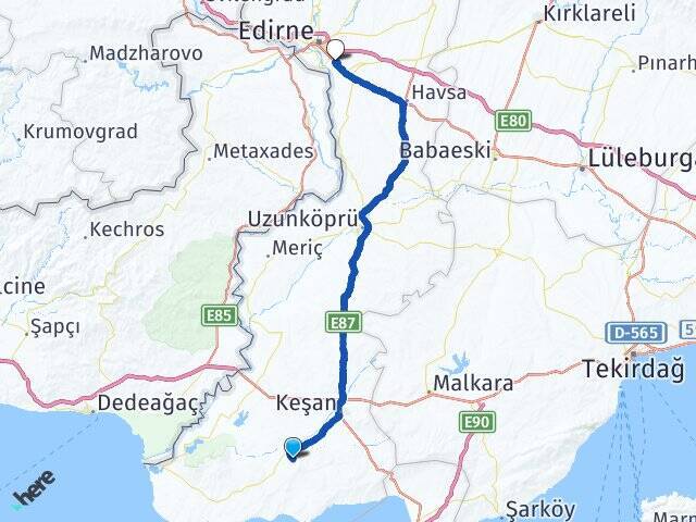 Kızkapan Trakya Üniversitesi Arası Kaç Km - Yol Tarifi