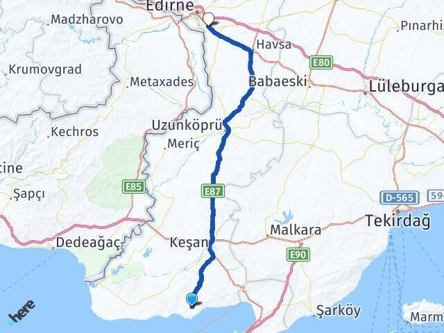 Mecidiye Edirne Otogarı Arası Kaç Km - Yol Tarifi