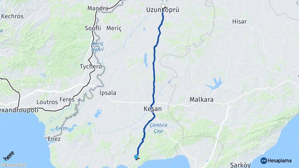 Edirne Keşan Mecidiye Uzunköprü Arası Kaç Km - Yol Haritası