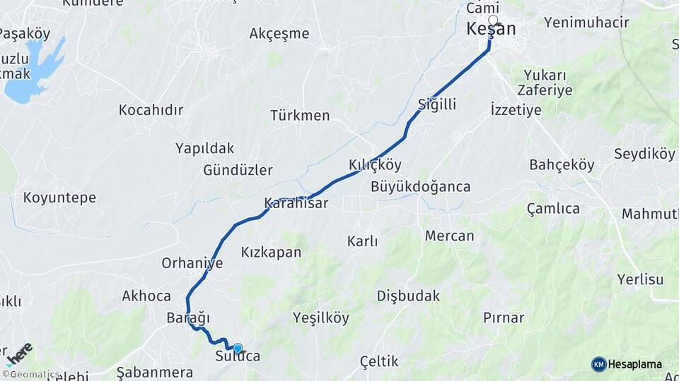 Suluca Keşan Arası Kaç Km - Yol Tarifi