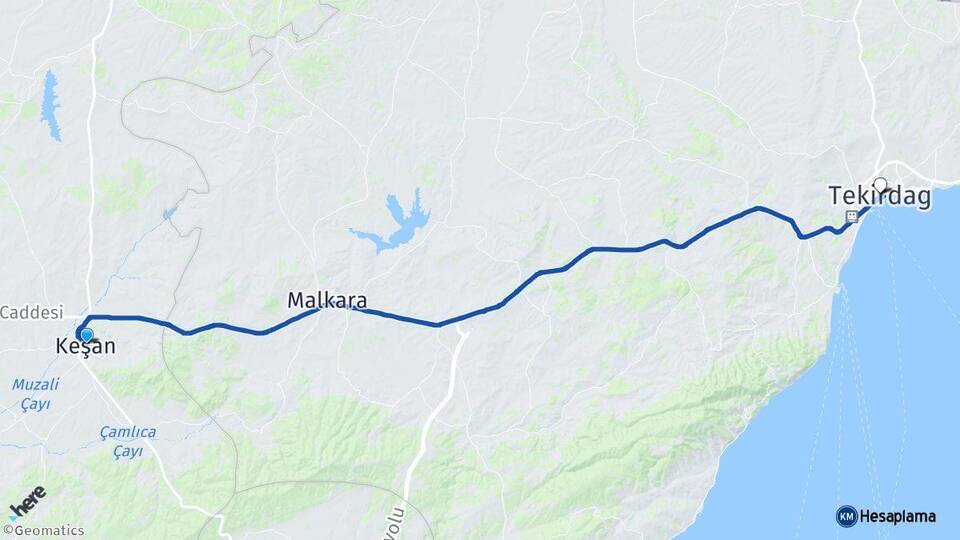 Edirne Keşan Tekirdağ Arası Kaç Km - Yol Haritası