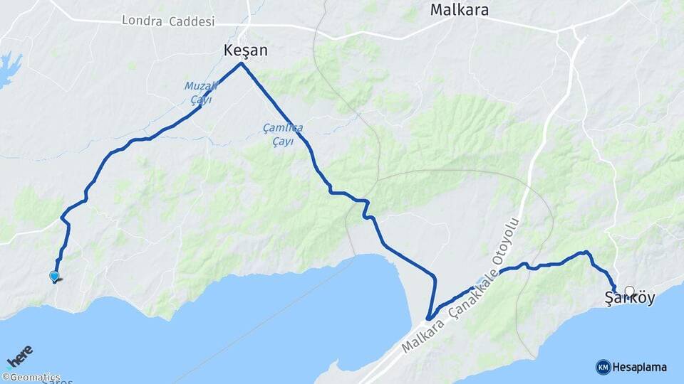 Edirne Keşan Yaylaköy Şarköy Tekirdağ Arası Kaç Km - Yol Haritası