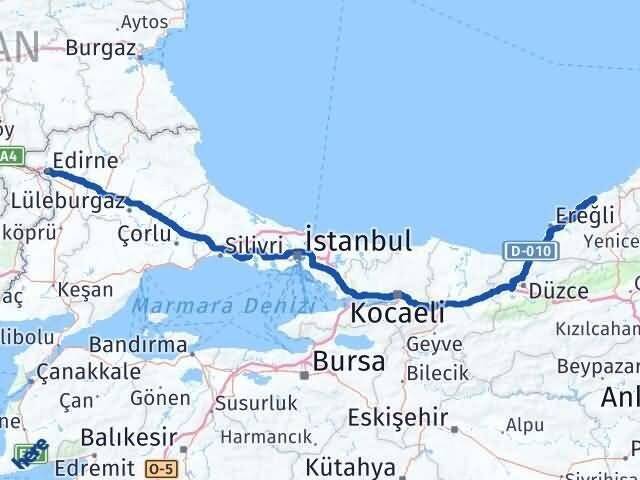 Edirne Kilimli Zonguldak Arası Kaç Km - Yol Haritası