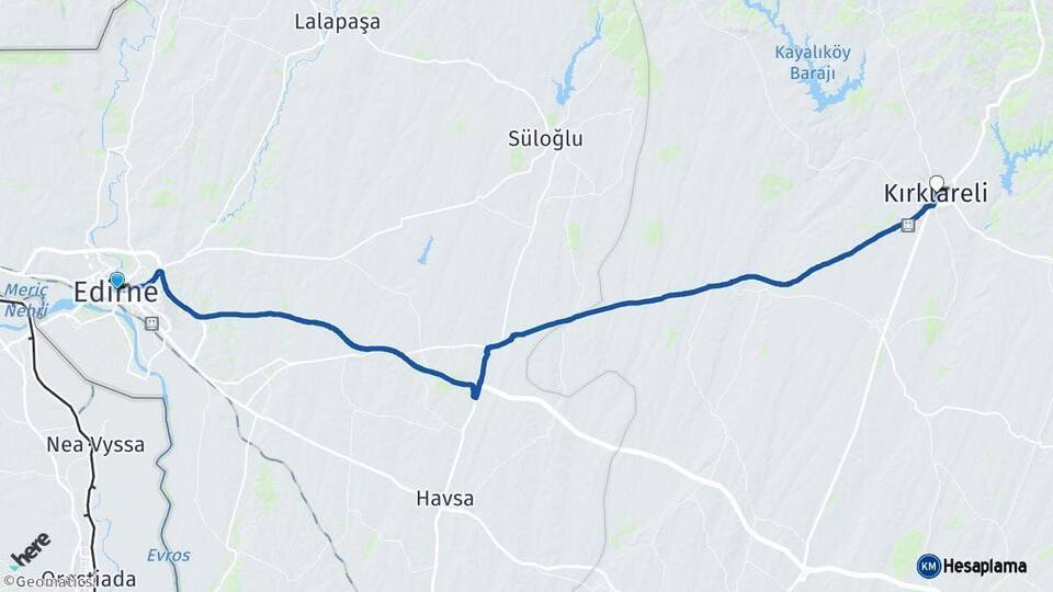 Edirne Kırklareli Arası Kaç Km - Yol Haritası