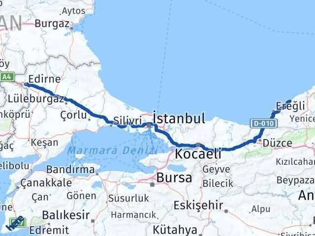Edirne Kozlu Zonguldak Arası Kaç Km - Yol Haritası