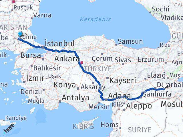 Edirne Lalapaşa Batman Arası Kaç Km - Yol Haritası