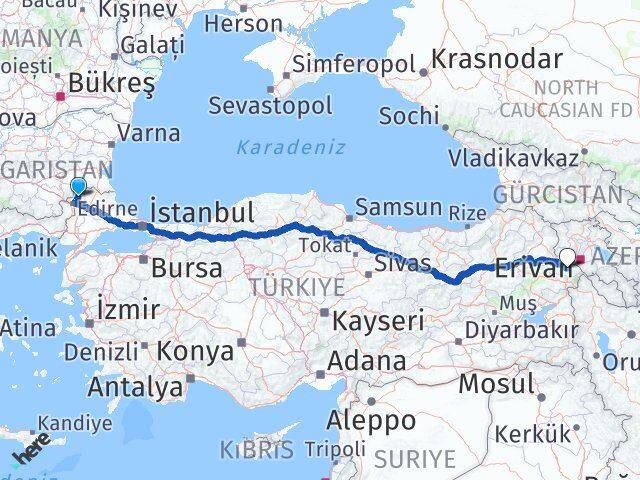 Edirne Lalapaşa Iğdır Arası Kaç Km - Yol Haritası