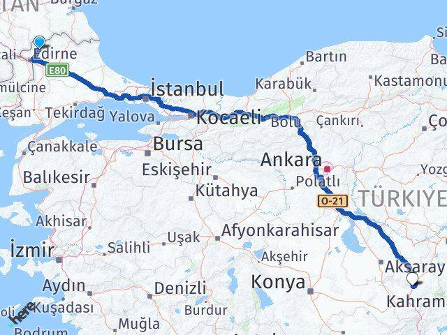 Edirne Lalapaşa Niğde Arası Kaç Km - Yol Haritası
