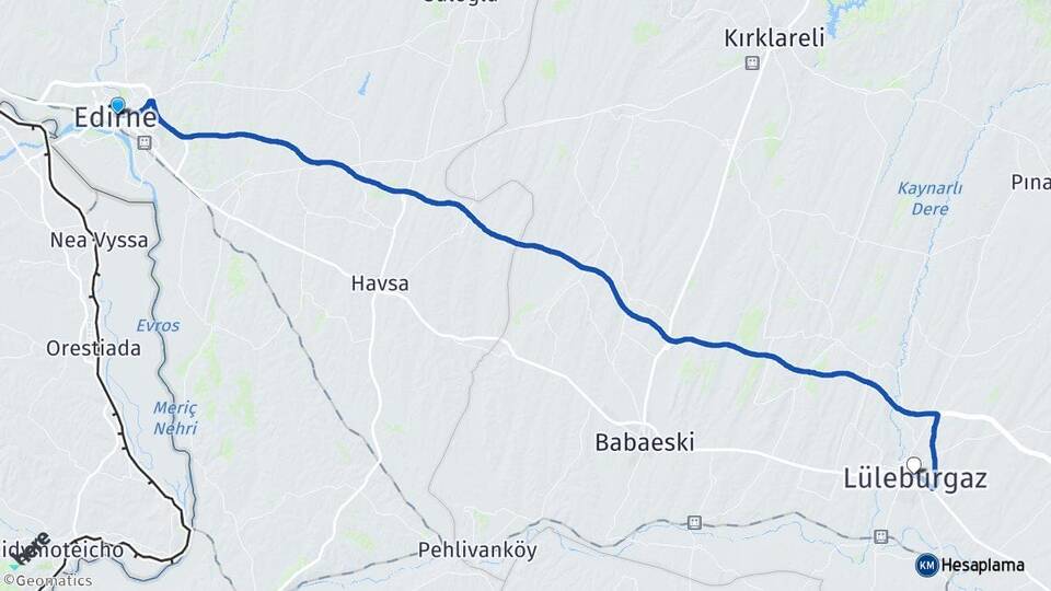 Edirne Lüleburgaz Kırklareli Arası Kaç Km - Yol Haritası