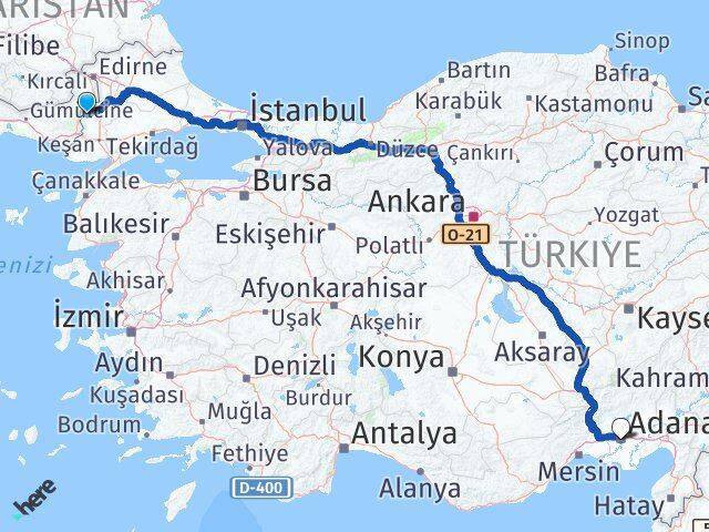 Meriç Adana Arası Kaç Km - Yol Tarifi