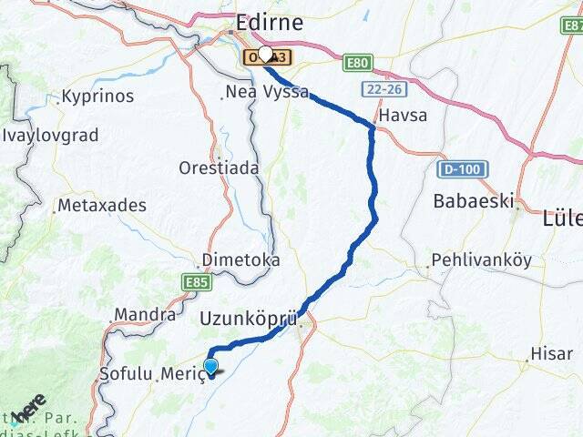 Akıncılar Edirne Otogarı Arası Kaç Km - Yol Tarifi