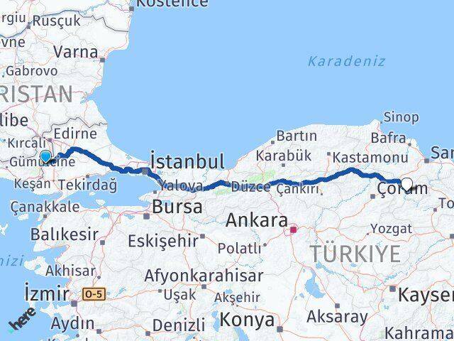 Meriç Amasya Arası Kaç Km - Yol Tarifi