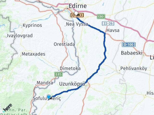 B.Doğanca Trakya Üniversitesi Arası Kaç Km - Yol Tarifi