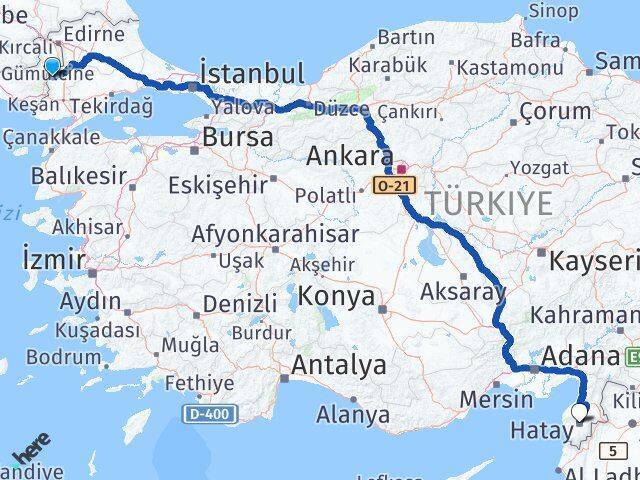 Meriç Hatay Arası Kaç Km - Yol Tarifi