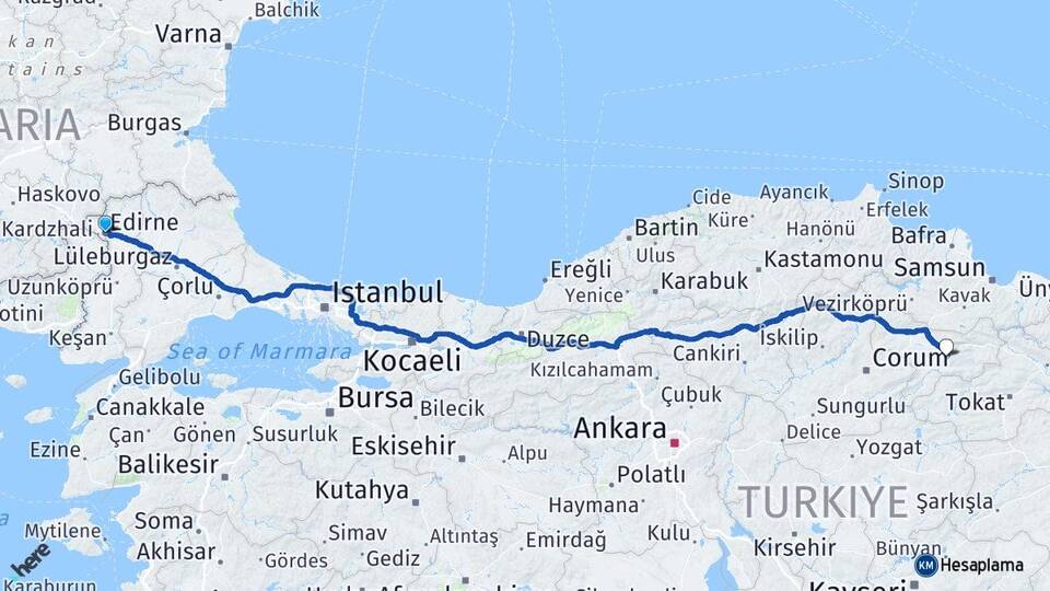 Edirne Musabeyli Arası Kaç Km - Yol Haritası