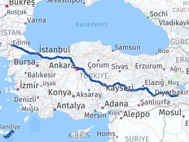 Edirne Pervari Siirt Arası Kaç Km - Yol Haritası
