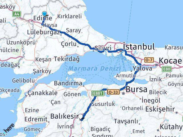 Süloğlu Balıkesir Arası Kaç Km - Yol Tarifi