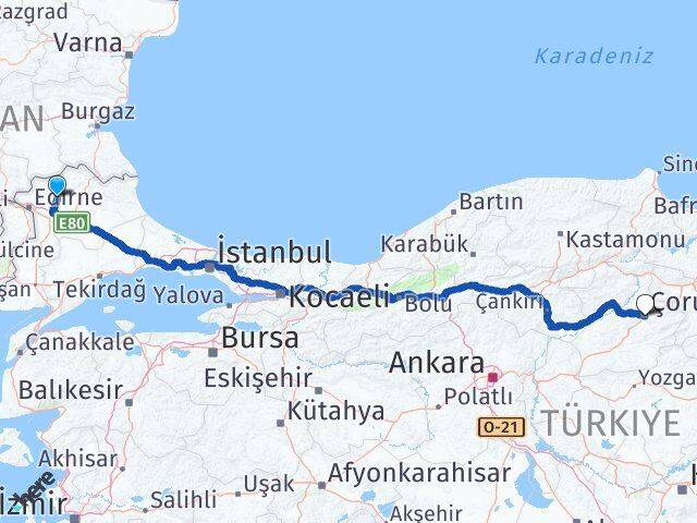 Süloğlu Çorum Arası Kaç Km - Yol Tarifi