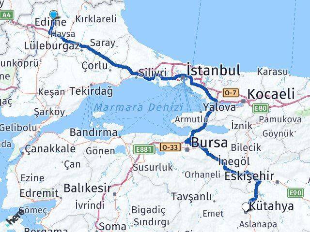 Süloğlu Kütahya Arası Kaç Km - Yol Tarifi