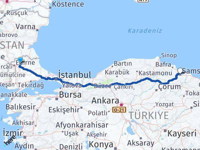 Süloğlu Samsun Arası Kaç Km - Yol Tarifi