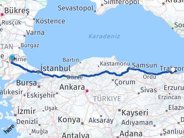 Süloğlu Trabzon Arası Kaç Km - Yol Tarifi