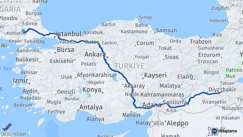 Edirne Uzunköprü Batman Arası Kaç Km - Yol Haritası