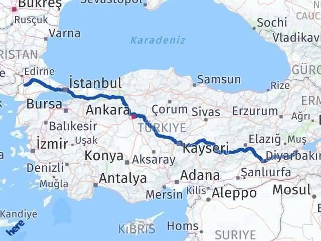 Edirne Uzunköprü Bitlis Arası Kaç Km - Yol Haritası
