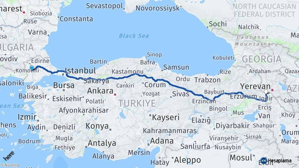 Edirne Uzunköprü Iğdır Arası Kaç Km - Yol Haritası