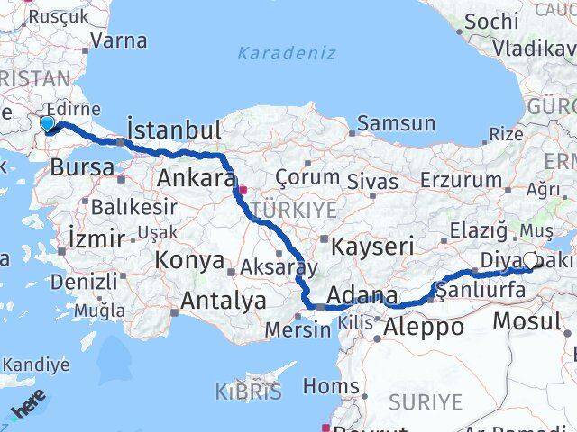 Edirne Uzunköprü Siirt Arası Kaç Km - Yol Haritası