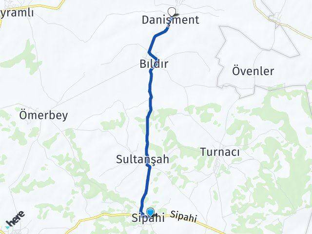 Sipahi Danişment Arası Kaç Km - Yol Tarifi