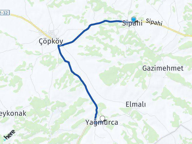 Sipahi Yağmurca Arası Kaç Km - Yol Tarifi