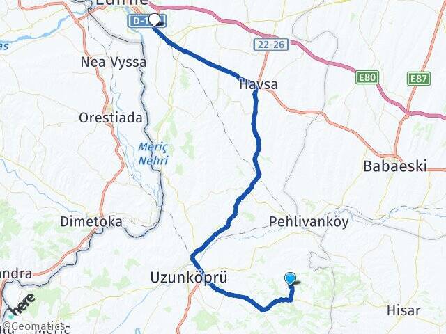 Sultanşah Edirne Otogarı Arası Kaç Km - Yol Tarifi