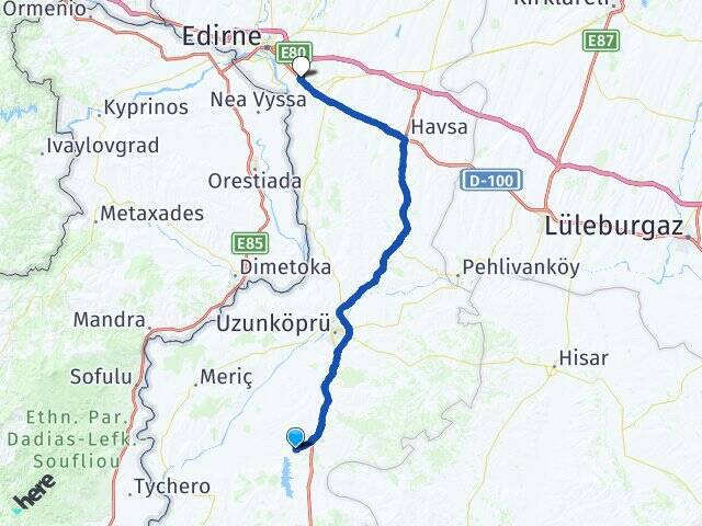 Türkobası Edirne Otogarı Arası Kaç Km - Yol Tarifi
