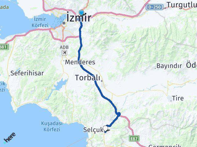 Ege Üniversitesi Selçuk Arası Kaç Km - Yol Tarifi