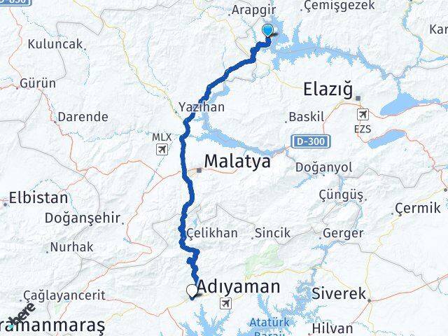 Elazığ Ağın Adıyaman Arası Kaç Km - Yol Haritası