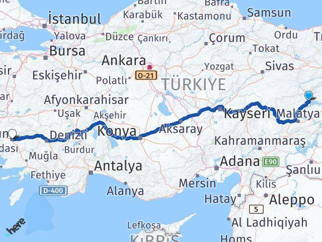 Elazığ Ağın Aydın Arası Kaç Km - Yol Haritası