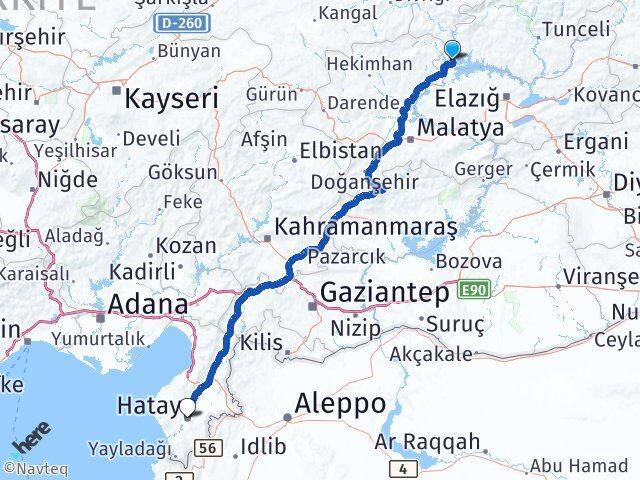 Elazığ Ağın Hatay Arası Kaç Km - Yol Haritası