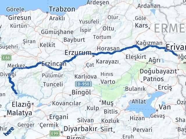 Elazığ Ağın Iğdır Arası Kaç Km - Yol Haritası