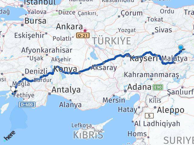 Elazığ Ağın Muğla Arası Kaç Km - Yol Haritası