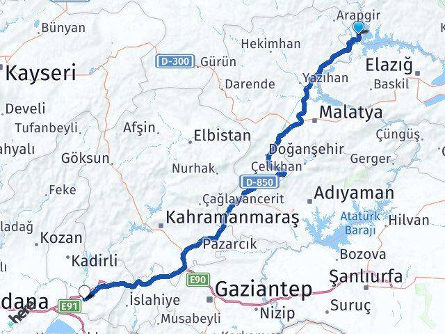 Elazığ Ağın Osmaniye Arası Kaç Km - Yol Haritası
