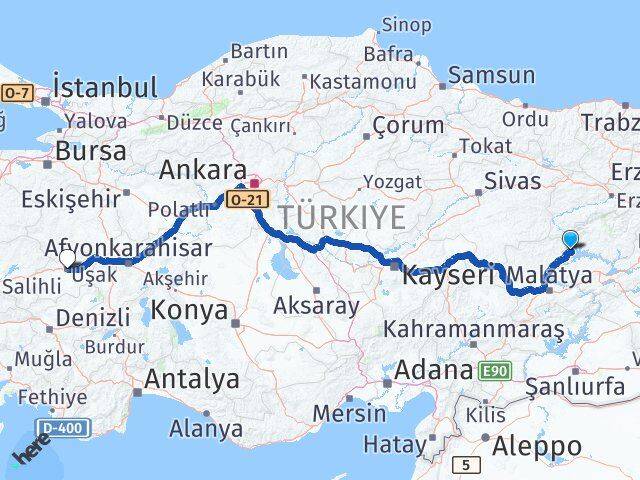 Elazığ Ağın Uşak Arası Kaç Km - Yol Haritası