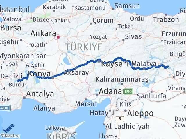 Elazığ Alacakaya Burdur Arası Kaç Km - Yol Haritası