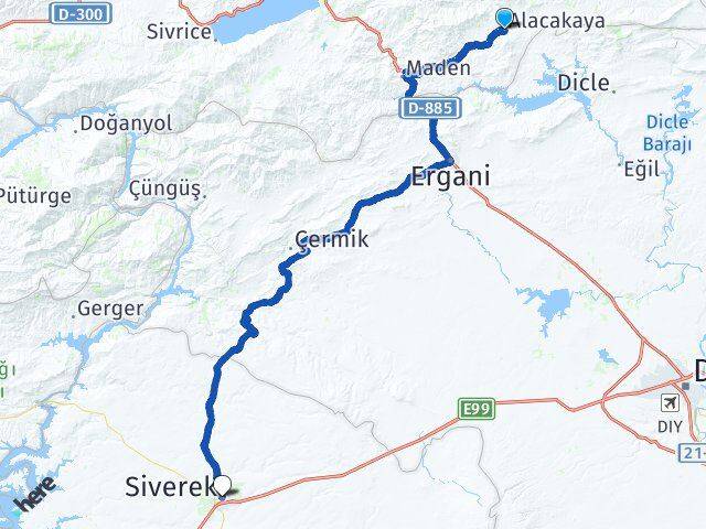 Elazığ Alacakaya Siverek Şanlıurfa Arası Kaç Km - Yol Haritası