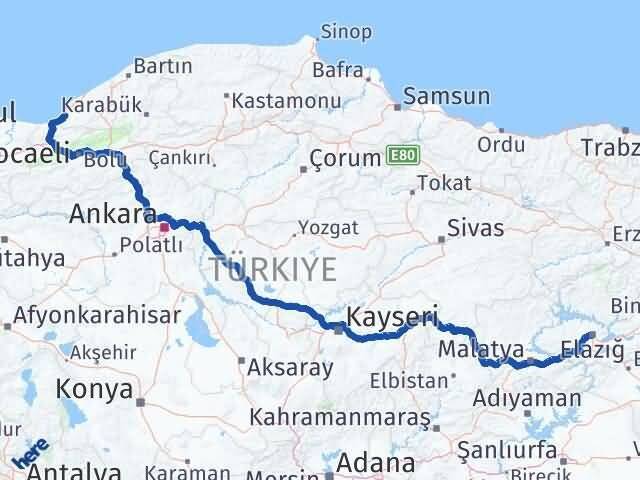 Elazığ Alaplı Zonguldak Arası Kaç Km - Yol Haritası