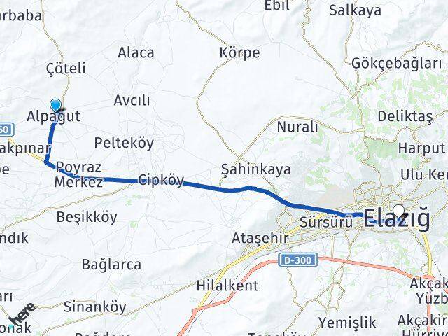 Alpağut Elazığ Arası Kaç Km - Yol Tarifi