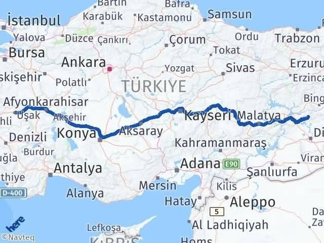 Elazığ Arıcak Uşak Arası Kaç Km - Yol Haritası